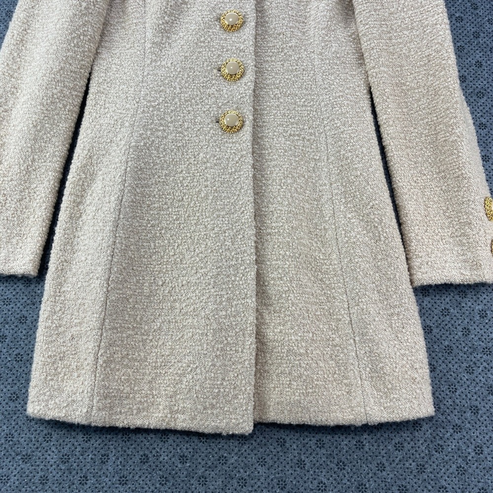 St John Collection Marie Gray Santana Knit Skirt Suit Beige Gold Metallic 4 6 - Picture 12 of 16